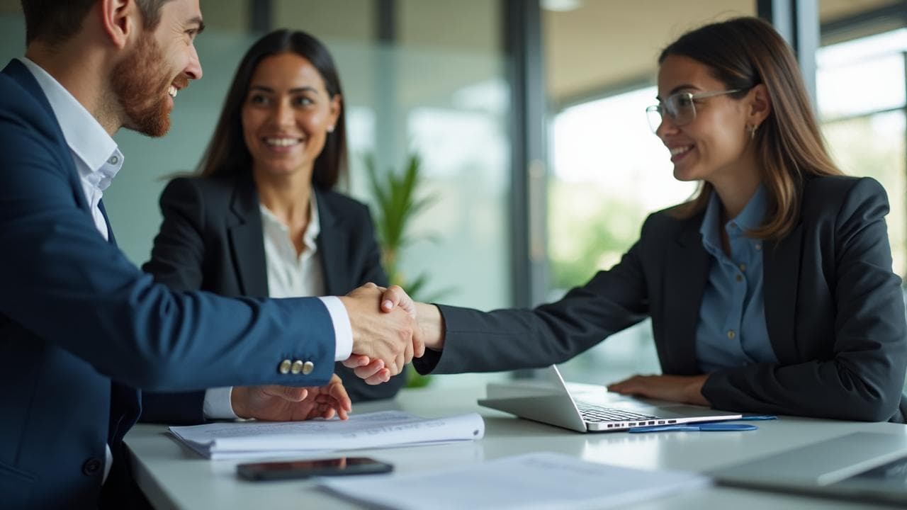Business professionals collaborating on mental health partnerships