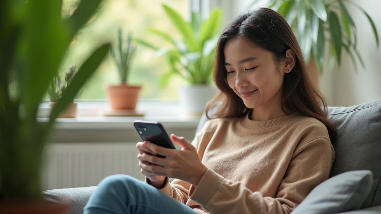 Person finding peace and support through digital mental health tools